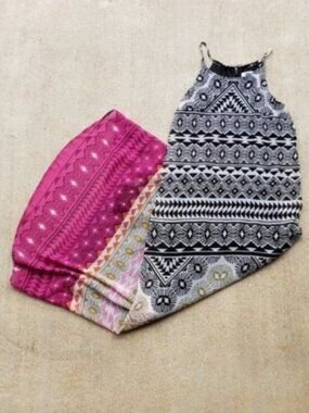 Old Navy Boho Black and Pink Maxi Dress.